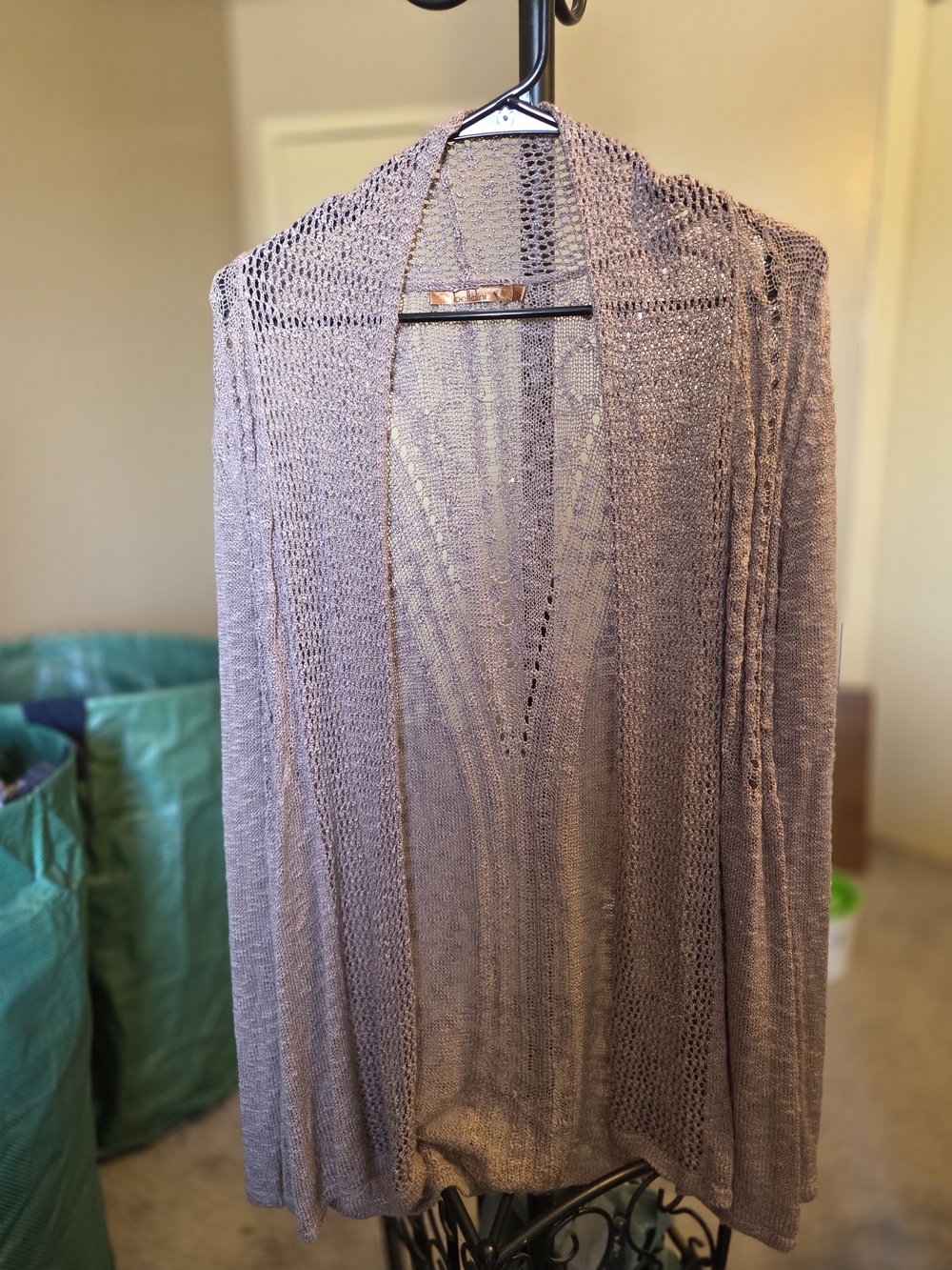 Belldini Mauve Open-Front Knit Cardigan